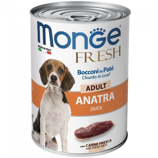 Monge Dog Fresh Chunks in Loaf консервы для собак мясной рулет с уткой 400 гр, банка Ижевск - изображение 1