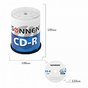 Диски CD-R SONNEN, 700 Mb, 52x, Cake Box (упаковка на шпиле) КОМПЛЕКТ 100 шт., 513533 доставка из г.Москва