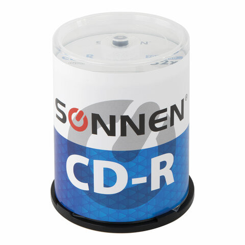 Диски CD-R SONNEN, 700 Mb, 52x, Cake Box (упаковка на шпиле) КОМПЛЕКТ 100 шт., 513533 Москва - изображение 1