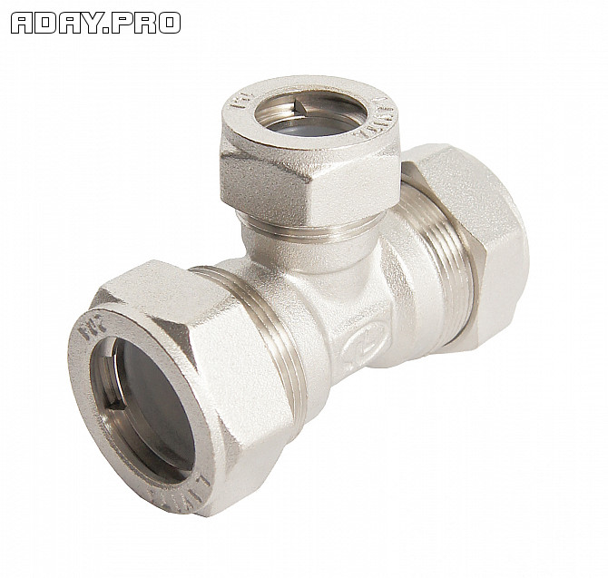 Тройник 3TR 25x15x25 редукционный никелированный для гофрированной трубы Lavita Екатеринбург - изображение 1