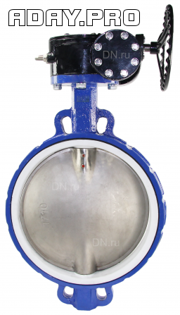 Затвор дисковый поворотный DN. ru WCB-316L-PTFE Ду500 Ру16, угл. сталь, с редуктором Москва - изображение 1